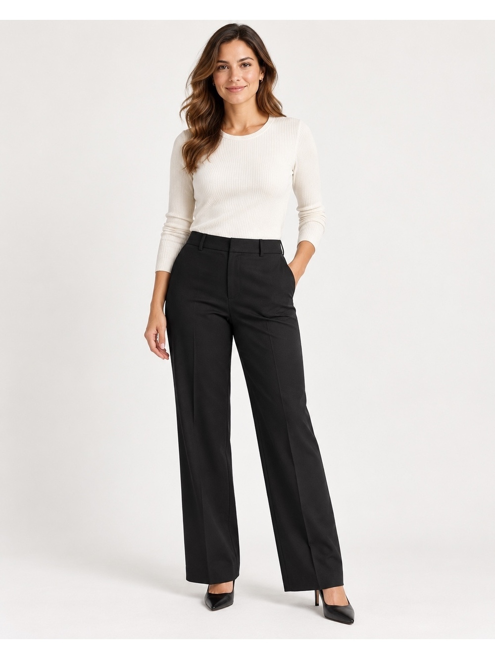 Brooks Brothers Women’s 12P Black 100% Wool Dress Pants Petite Straight Leg